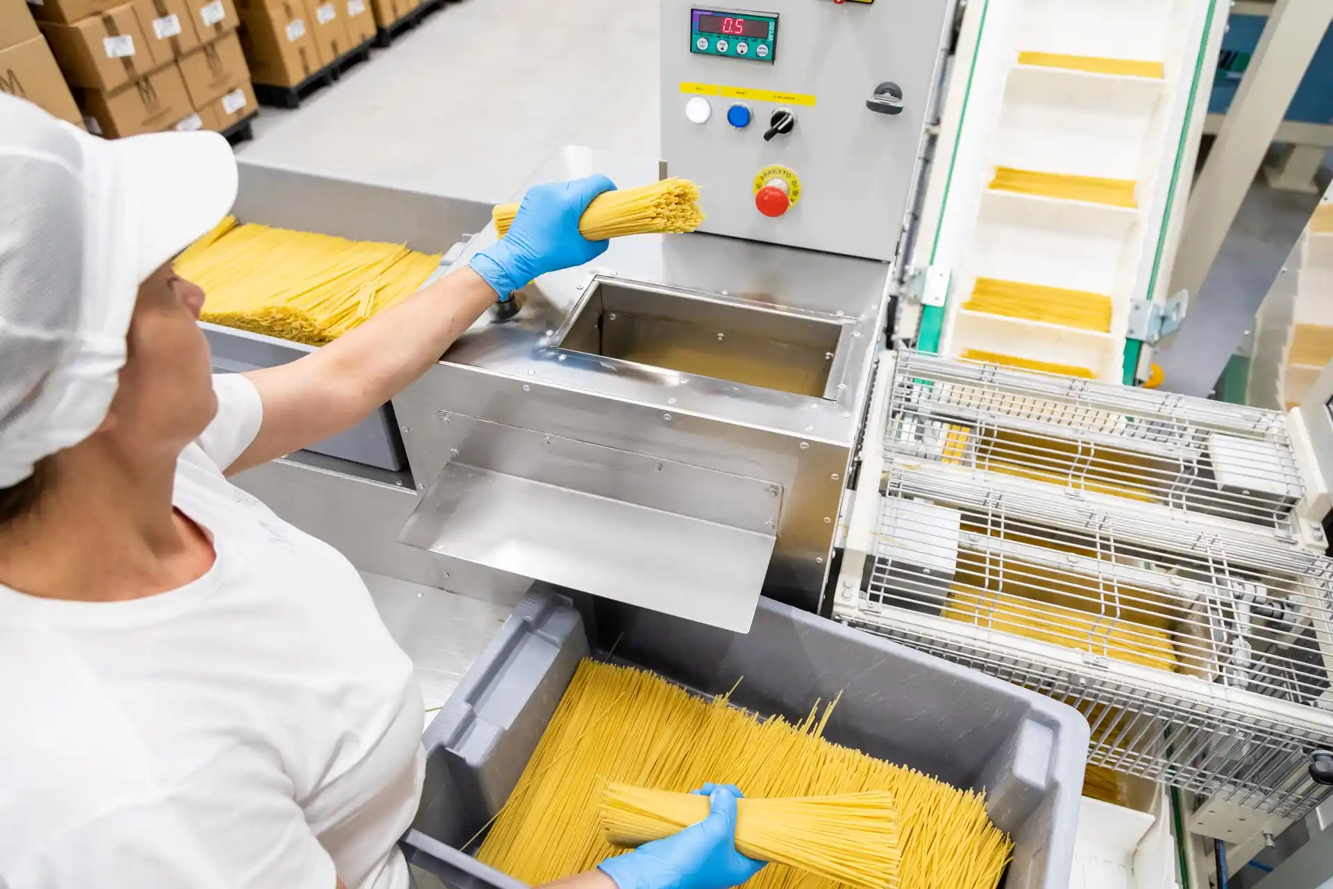 Verpackungsbereich im Pastificio Mancini