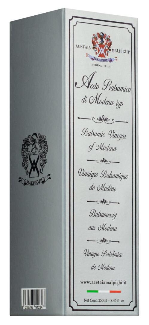 Aceto Balsamico di Modena IGP „Argento“ in der 250 ml Flasche – 8 Jahre gereifter Balsamico mit Karamell- und Malznoten