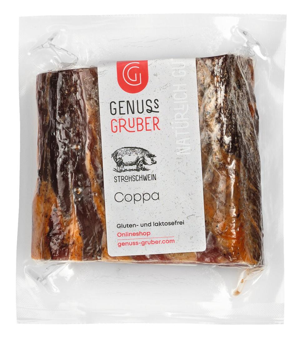 Coppa – kaltgeräucherter, hauchdünn geschnittener Schweinenacken vom Strohschwein, ca. 350 g