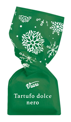 Tartufi dolci neri Natale, 1.000 g – klassische Trüffelpralinen mit piemonteser Haselnüssen im festlichen Weihnachtspapier