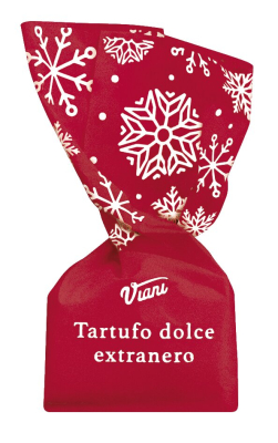 Tartufi dolci extraneri Natale, 1.000 g – herbe Trüffelpralinen mit Piemonteser Haselnüssen, im festlichen Weihnachtspapier