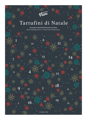 Adventskalender mit gemischten Tartufini dolci, 175 g – 6 Sorten Trüffelpralinen in festlicher Verpackung