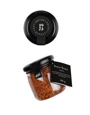 Frisches Pesto Rosso – Tomatenpesto mit Basilikum, Grana Padano und Pecorino aus der Toskana