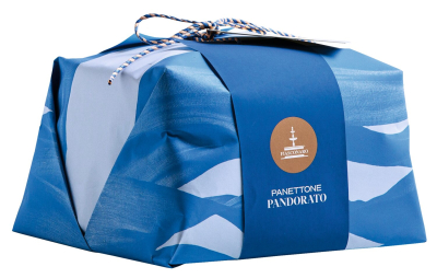 Panettone Pandorato, 700 g – ohne kandierte Früchte und Rosinen, mit Glasur, Hagelzucker und Puderzucker