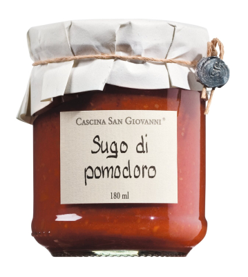 Sugo di pomodoro 180 ml – doppelt eingekochte Tomatensauce mit Kräutern, erhältlich bei Il Gusto di Mario
