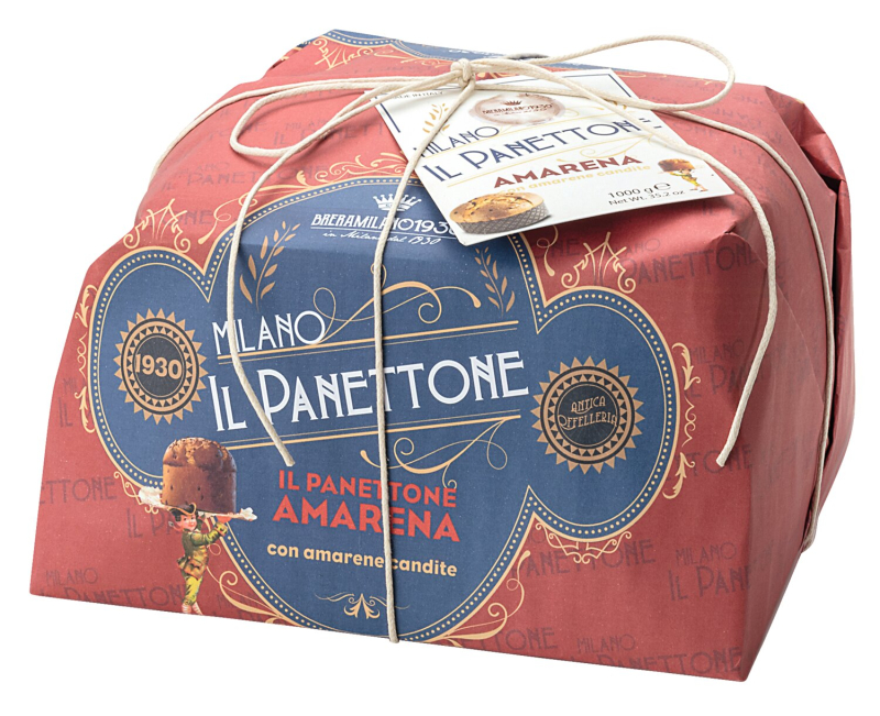 Breramilano Panettone Amarena 1000g edel handgewickelt in Geschenkpapier von Il Gusto di Mario