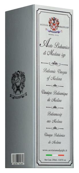Aceto Balsamico di Modena IGP „Argento“ in der 250 ml Flasche – 8 Jahre gereifter Balsamico mit Karamell- und Malznoten