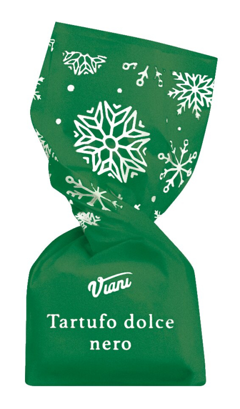 Tartufi dolci neri Natale, 1.000 g – klassische Trüffelpralinen mit piemonteser Haselnüssen im festlichen Weihnachtspapier