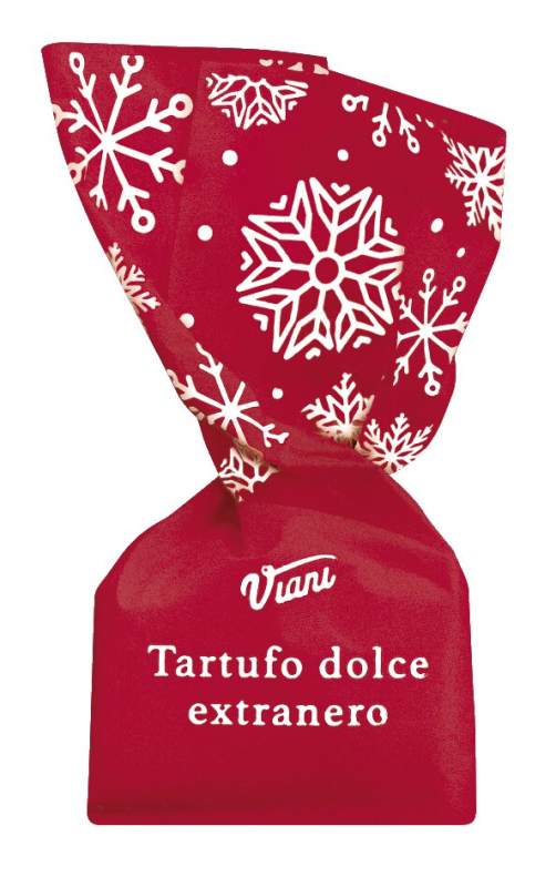 Tartufi dolci extraneri Natale, 1.000 g – herbe Trüffelpralinen mit Piemonteser Haselnüssen, im festlichen Weihnachtspapier