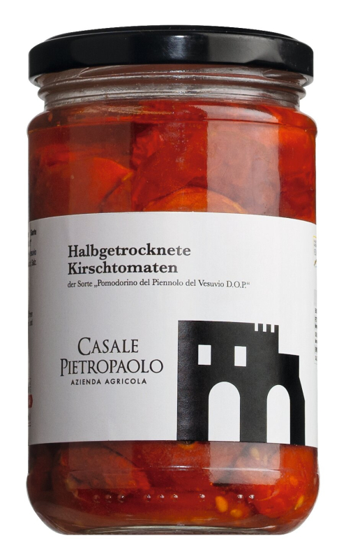 Halbgetrocknete Piennolo Tomaten in Öl – Glas 350 g, Spezialität vom Vesuv