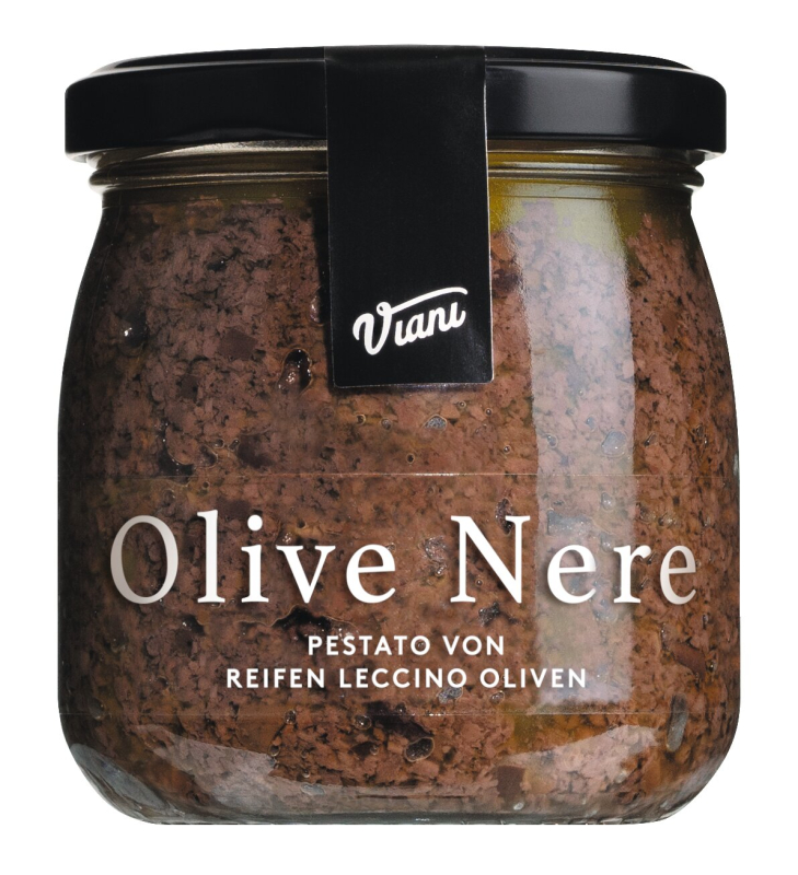 Pestato aus reifen Leccino-Oliven – gehackte Olivenzubereitung mit nativem Olivenöl extra