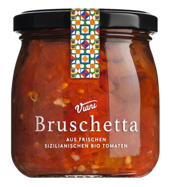 Bruschetta Classica Bio – aromatischer Tomatenaufstrich mit Basilikum im Glas