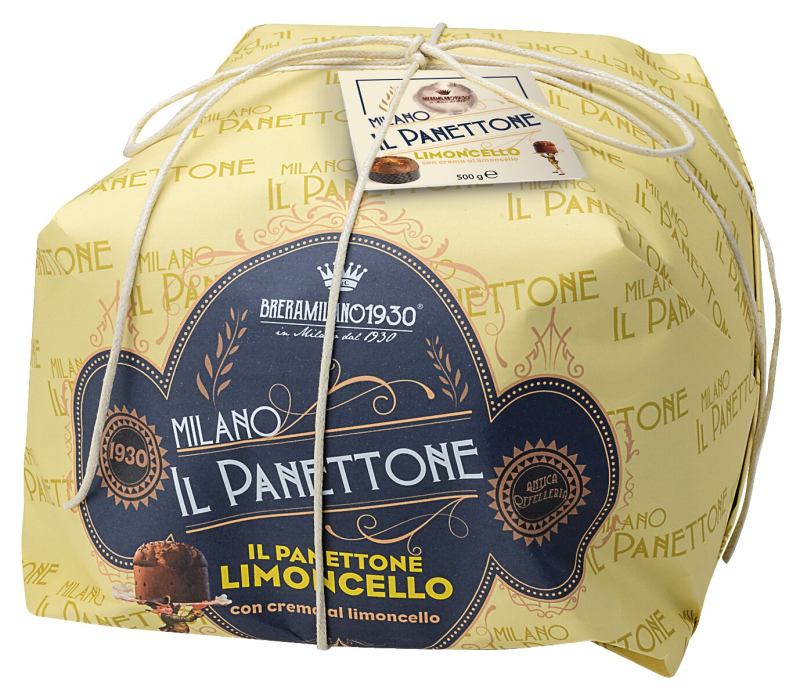 Panettone mit Limoncellocreme und kandierten Zitronenschalen, 500 g – ohne Rosinen, cremig-zitronig und festlich verpackt