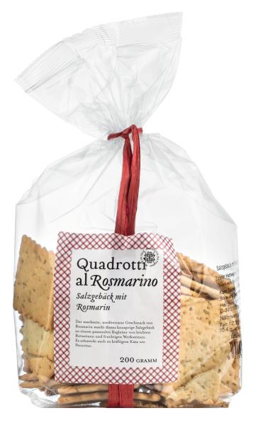 Knuspriges Rosmarin-Salzgebäck – quadratische Stücke mit Olivenöl und Rosmarin, goldbraun gebacken