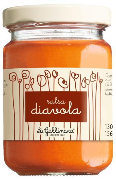 Salsa diavola – Scharfe Würzcreme mit Chili im 130 g-Glas, ideal für Pasta, Saucen und pikante Gerichte